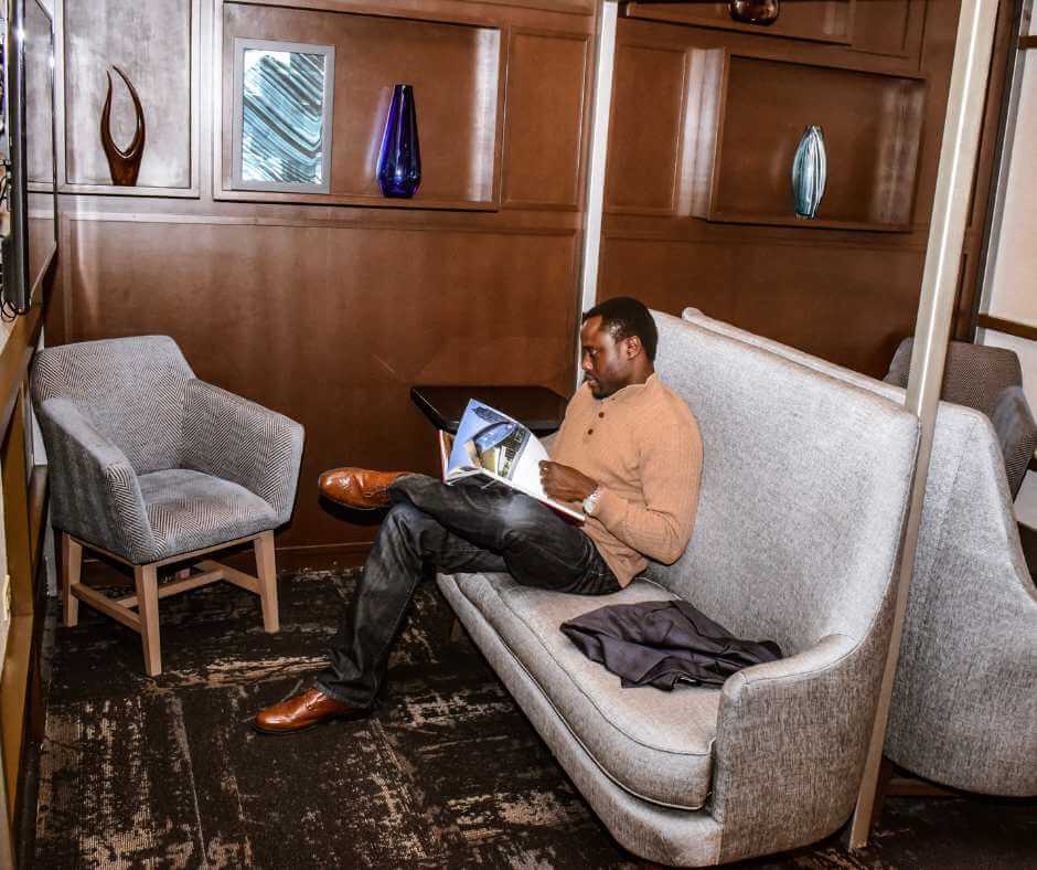 traveler enjoying rest at a hotel by the hour room