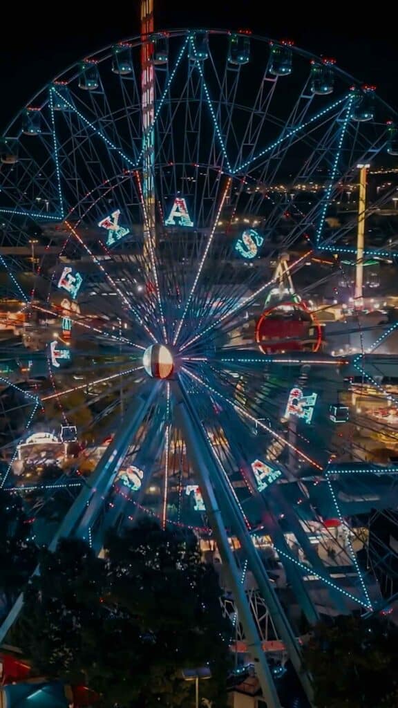 texas star ferris wheel at night