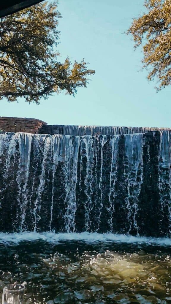 view of waterfalls on dallas gondola ride
