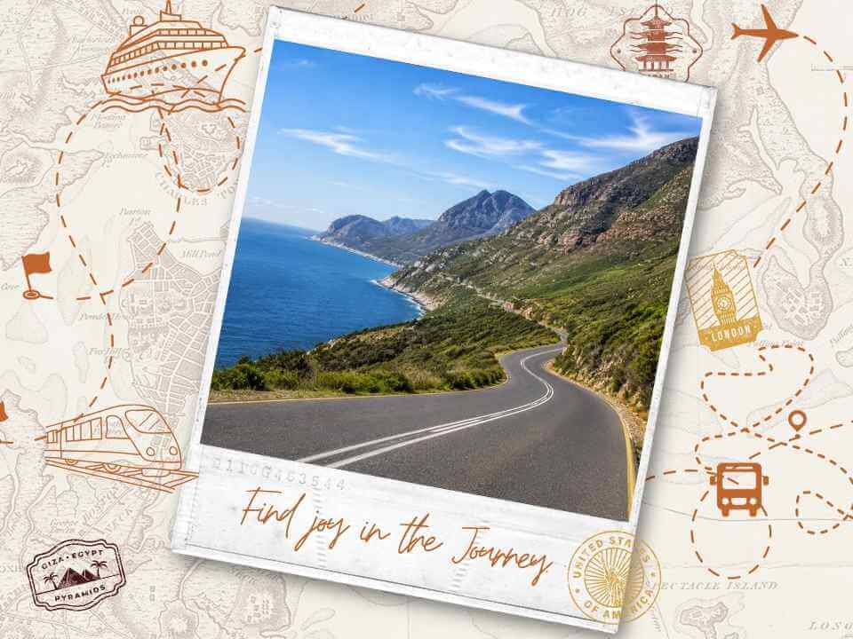 Winding coastal road along mountains overlooking the ocean