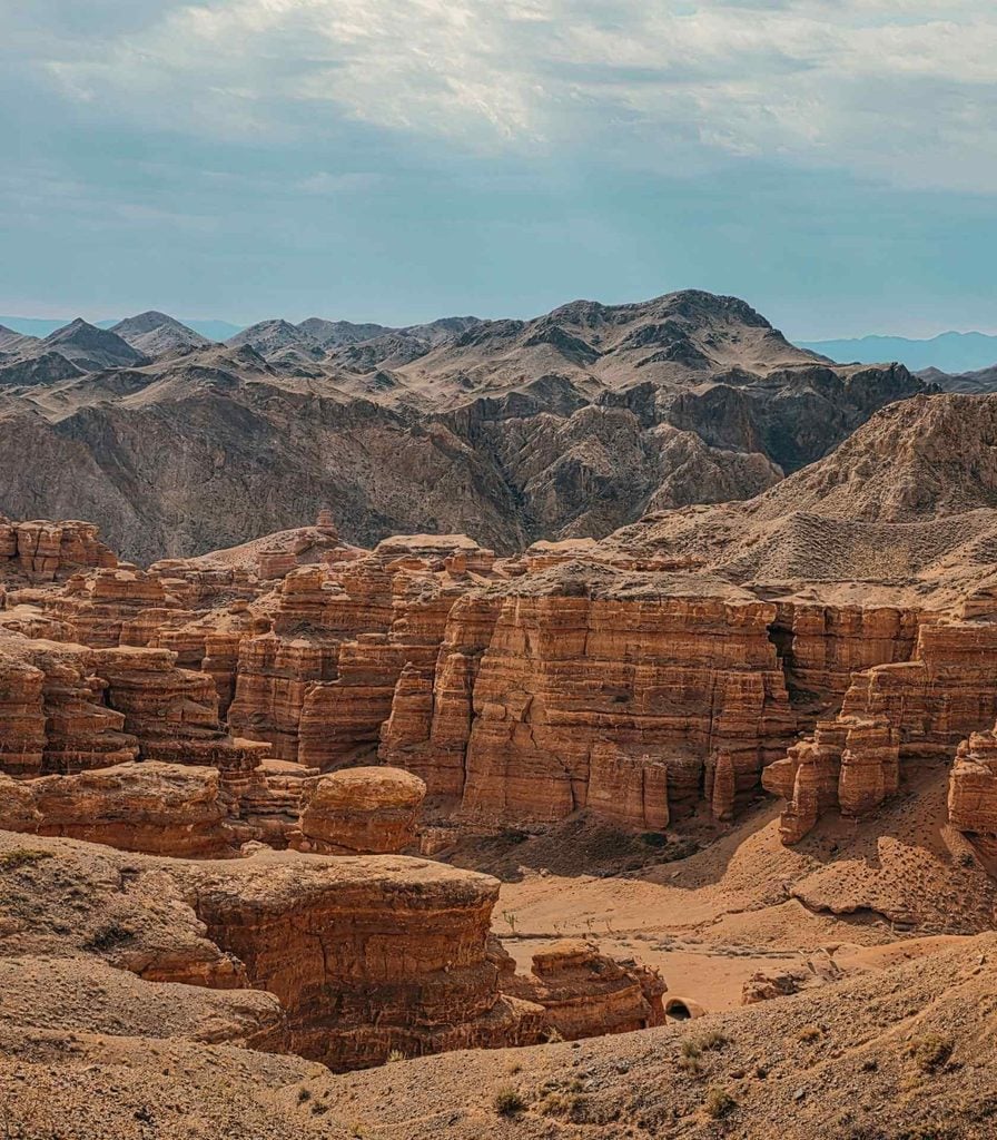 Charyn Canyon rock formations and mountains